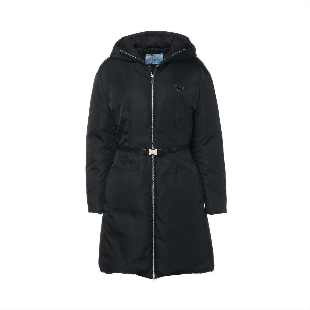 【中古】プラダ Re Nylon リ ナイロン 22年 ナイロン ダウンコート 42 レディース ブラック 292077 トライアングルロゴ|ALLU 店