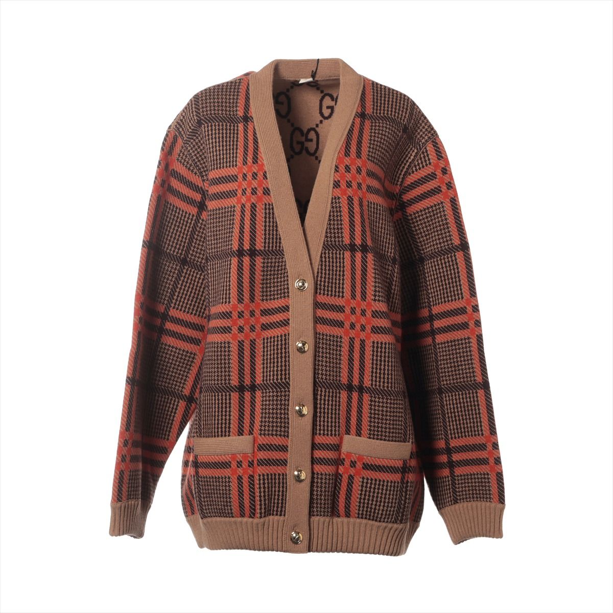 【中古】グッチ GG 22AW 羊毛×ナイロン ジレー 4XL レディース 赤銅色×オレンジ色  699872 リヴァーシブル 品等引き舟切り通し 逃げ道品