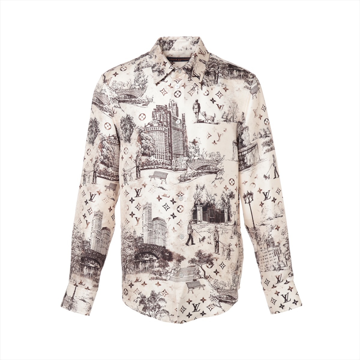 楽天市場】美品 ルイヴィトン 21AW ソルトプリント 総柄シルクシャツ