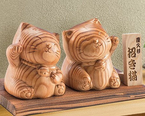 楽天市場】招き猫 置物 屋久杉 木彫り 風水 開運 金運 商売繁盛 厄除け