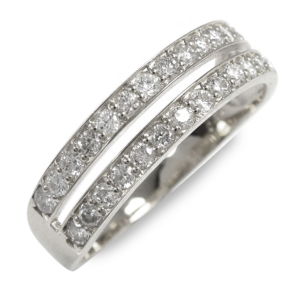 楽天市場】18金 2連 ハーフエタニティリング ダイヤモンド リング