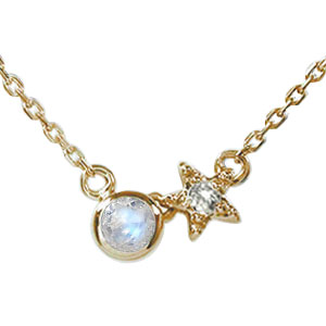 ネックレス ブルームーンストーン 満月 流れ星 18金 6月 誕生石 カラーストーン プチペンダント送料無料 母の日 花以外 彼女 妻 贈り物 2026