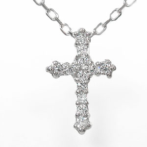 ネックレス プラチナ クロス ダイヤモンド 0.10ct アンティークペンダントトップ シルバーチェーン鎖 チャーム 誕生日 記念日 贈り物 母の日 ギフト Chouette シュエット ジュエリーショップ pt900 4月 誕生石 花以外 彼女 妻 贈り物 2026