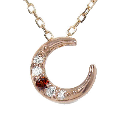 お歳暮 早割り クーポン 最大3千円 4月9日19時迄 ガーネット ネックレス K10ピンクゴールド 三日月 月ペンダント レディース ユニセックス 誕生日 21 結婚 記念日 贈り物 母の日 プレゼント ギフト Fuluna ファルナ 1月 誕生石 母の日 花以外 ジュエリー工房