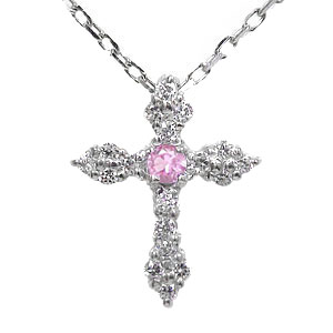 ネックレス ピンクサファイア クロスネックレス 18金 アンティーク ペンダントトップ シルバーチェーン鎖 9月 誕生石 チャーム レディース 記念日 贈り物 ギフト Chouette シュエット ゴールド GOLD 9月 誕生石 母の日 花以外 彼女 妻 贈り物 2026