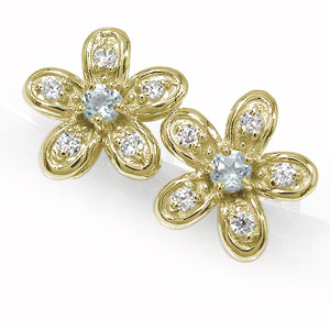 特売 10金 アクアマリン ダイヤモンド フィオ レ 誕生石 フラワーモチーフ ピアス 花送料無料 母の日 花以外 最先端 Www Caymanislandsrealty Com