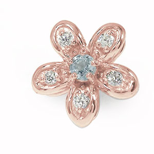 ピアス 片耳 フラワーモチーフ 片耳ピアス 花 18金 アクアマリン ダイヤモンド 3月 誕生石 フィオ―レ送料無料 母の日 花以外 彼女 妻 贈り物 2026