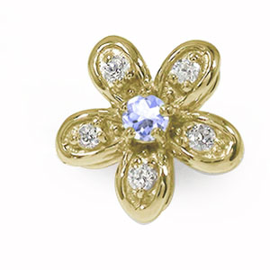 ピアス 片耳 10金 フラワーモチーフ 片耳ピアス 花 12月 誕生石 フィオ―レ タンザナイト ダイヤモンド送料無料 母の日 花以外 彼女 妻 贈り物 2026