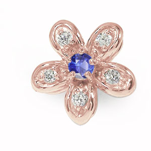 ピアス 片耳 フラワーモチーフ 片耳ピアス 花 18金 サファイア ダイヤモンド フィオ―レ 9月 誕生石送料無料 母の日 花以外 彼女 妻 贈り物 2026