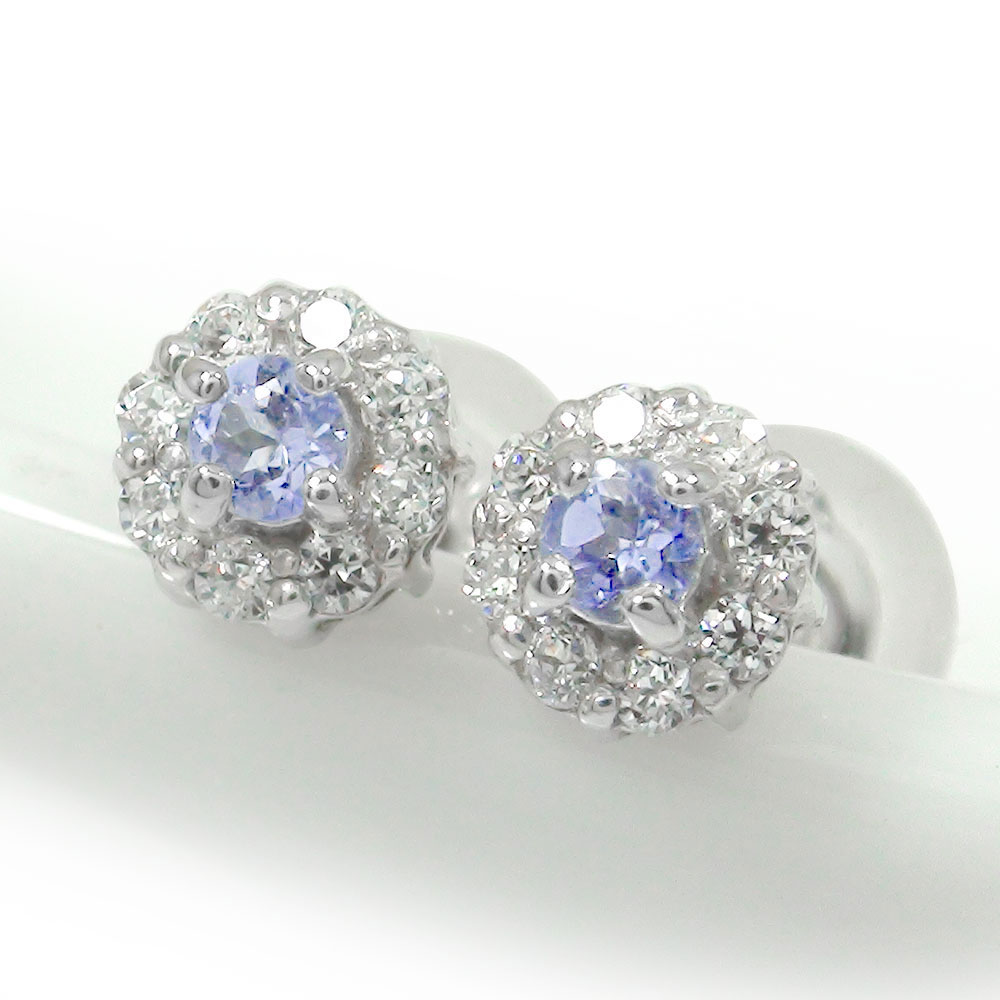 ピアス タンザナイト プラチナ 取り巻き フラワーモチーフ ダイヤモンド 花 Pt900 12月 誕生石 母の日 花以外 上品 小ぶり 控えめ 可愛い 彼女 妻 贈り物 2026｜リングと誕生石のお店 アルマ