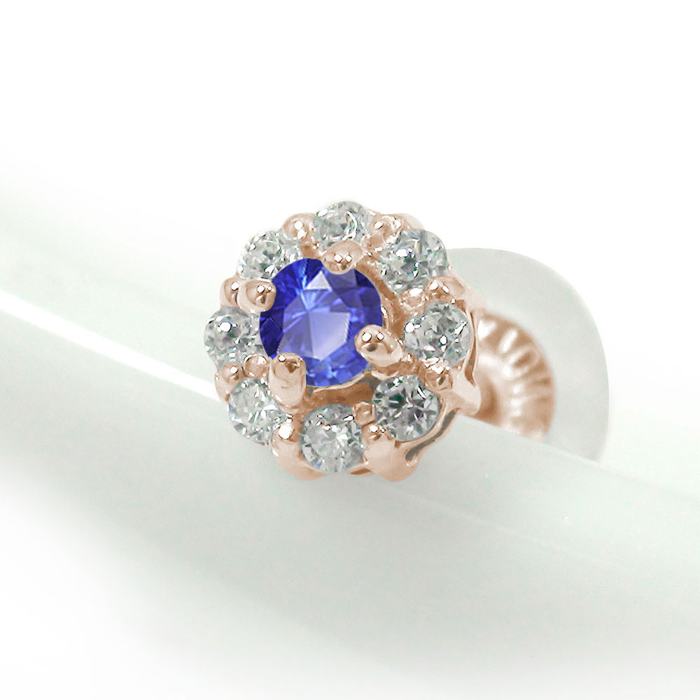 ピアス 片耳 取り巻き フラワーモチーフ 片耳ピアス 花 18金 サファイア ダイヤモンド 9月 誕生石 母の日 花以外 彼女 妻 贈り物 2026