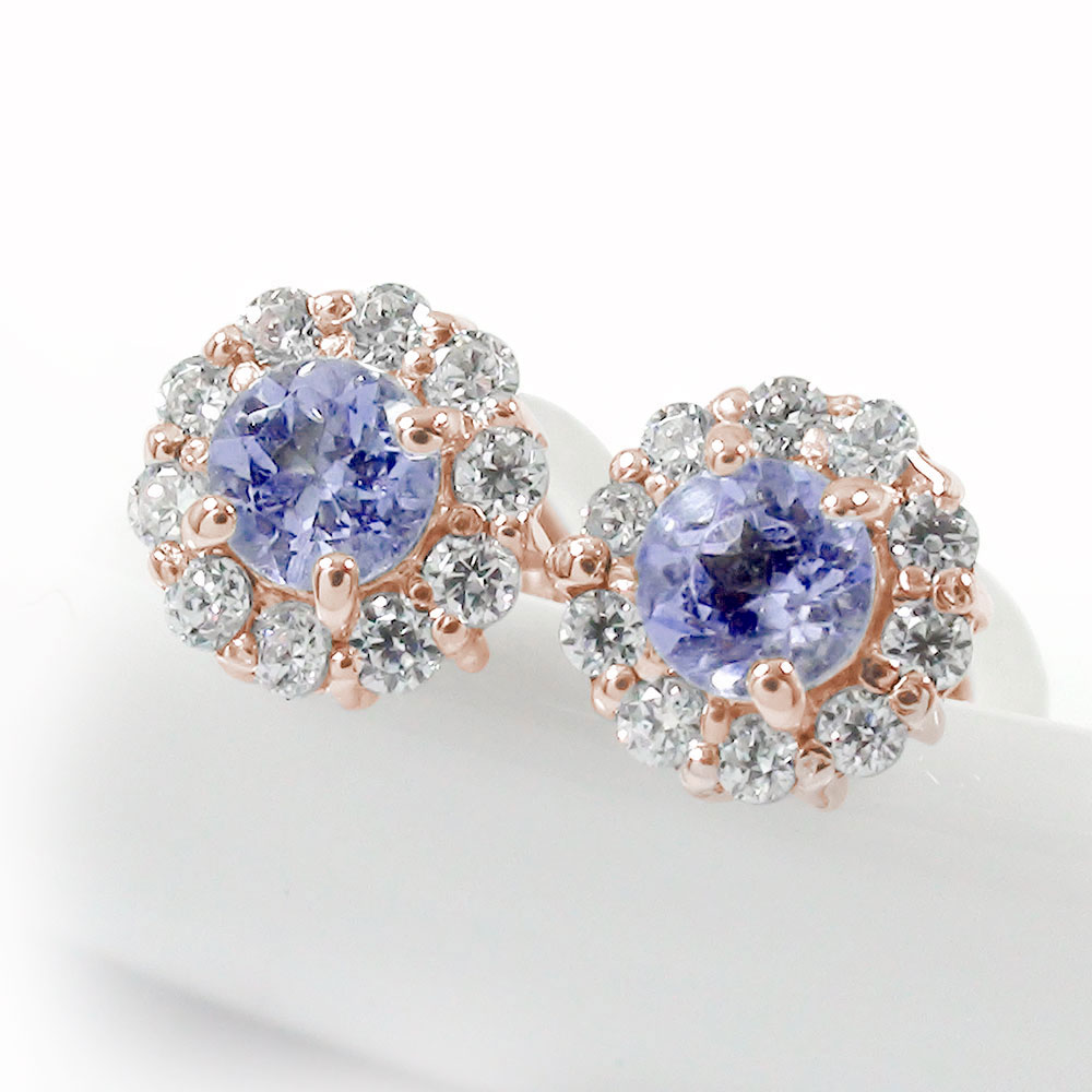ピアス 取り巻き フラワーモチーフ 花 18金 タンザナイト 12月 誕生石 ダイヤモンド 母の日 花以外 彼女 妻 贈り物 2026｜リングと誕生石のお店 アルマ