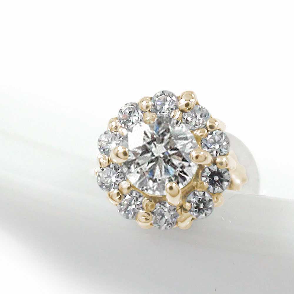 ピアス 片耳 10金 4月 誕生石 取り巻き フラワーモチーフ 片耳ピアス 花 ダイヤモンド 母の日 花以外 彼女 妻 贈り物 2026
