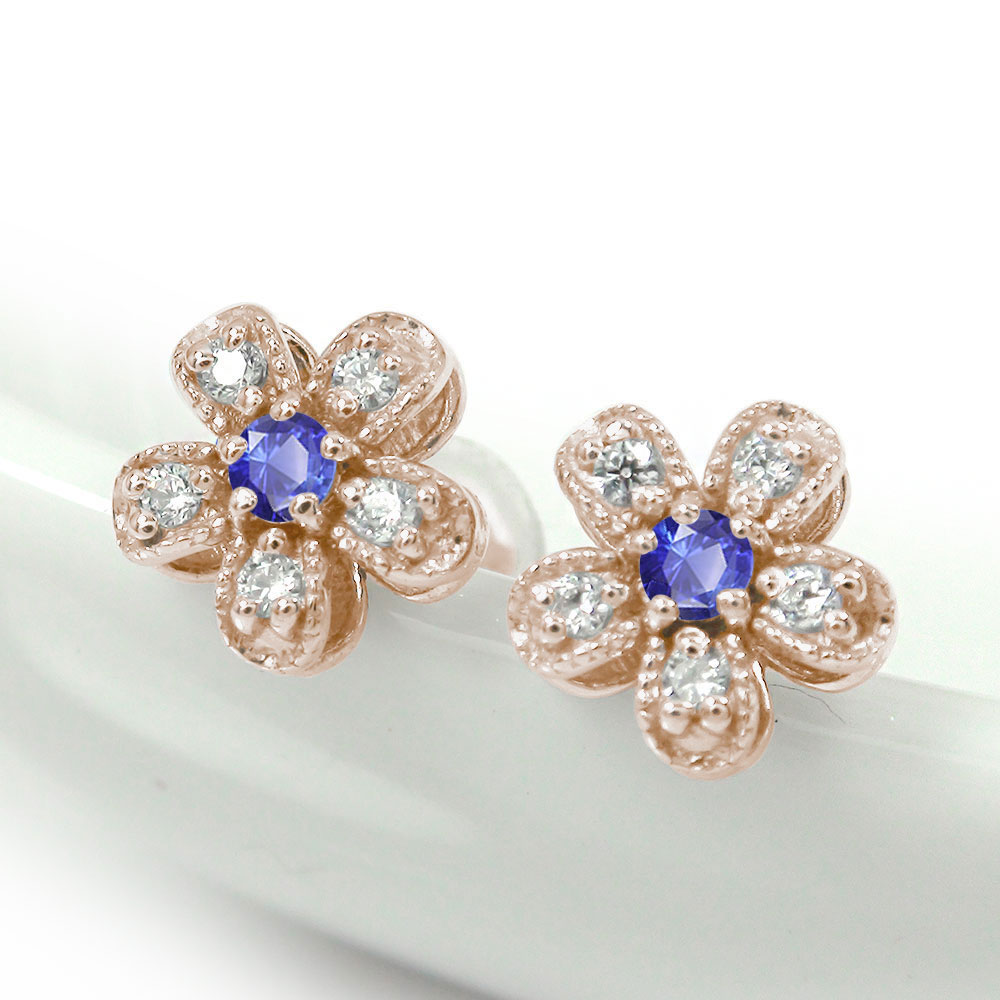 魅力的な 早割り クーポン 最大3千円 4月9日19時迄 取り巻き フラワーモチーフ 花 ピアス ダイヤモンド 18金 サファイア 誕生石 母の日 花以外 楽天カード分割 Trekkingexperts Com