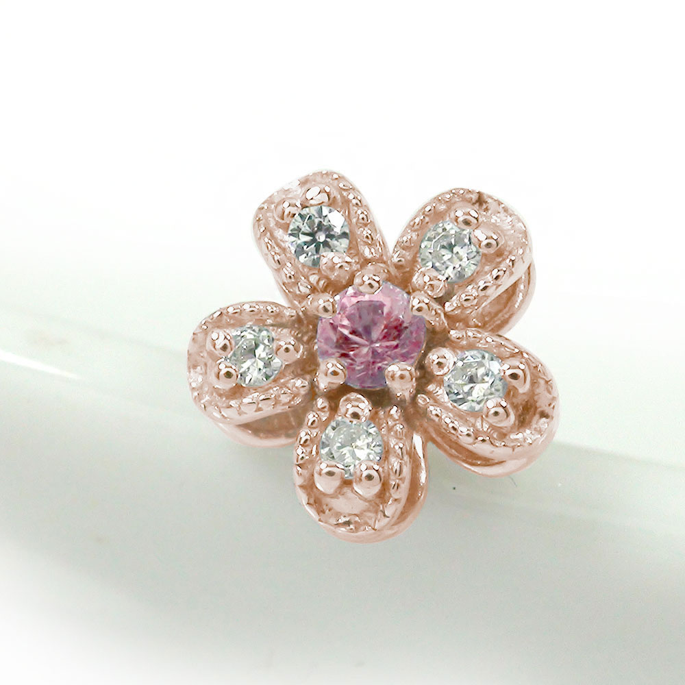 ピアス 片耳 片耳ピアス ダイヤモンド 18金 ピンクトルマリン 花 フラワーモチーフ 10月 誕生石送料無料 母の日 花以外 彼女 妻 贈り物 2026