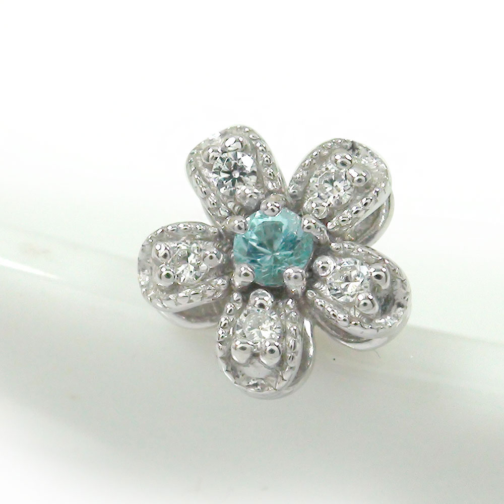 ピアス 片耳 プラチナ ブルートパーズ 片耳ピアス ダイヤモンド 花 フラワーモチーフ 11月 誕生石送料無料 母の日 花以外 彼女 妻 贈り物 2026