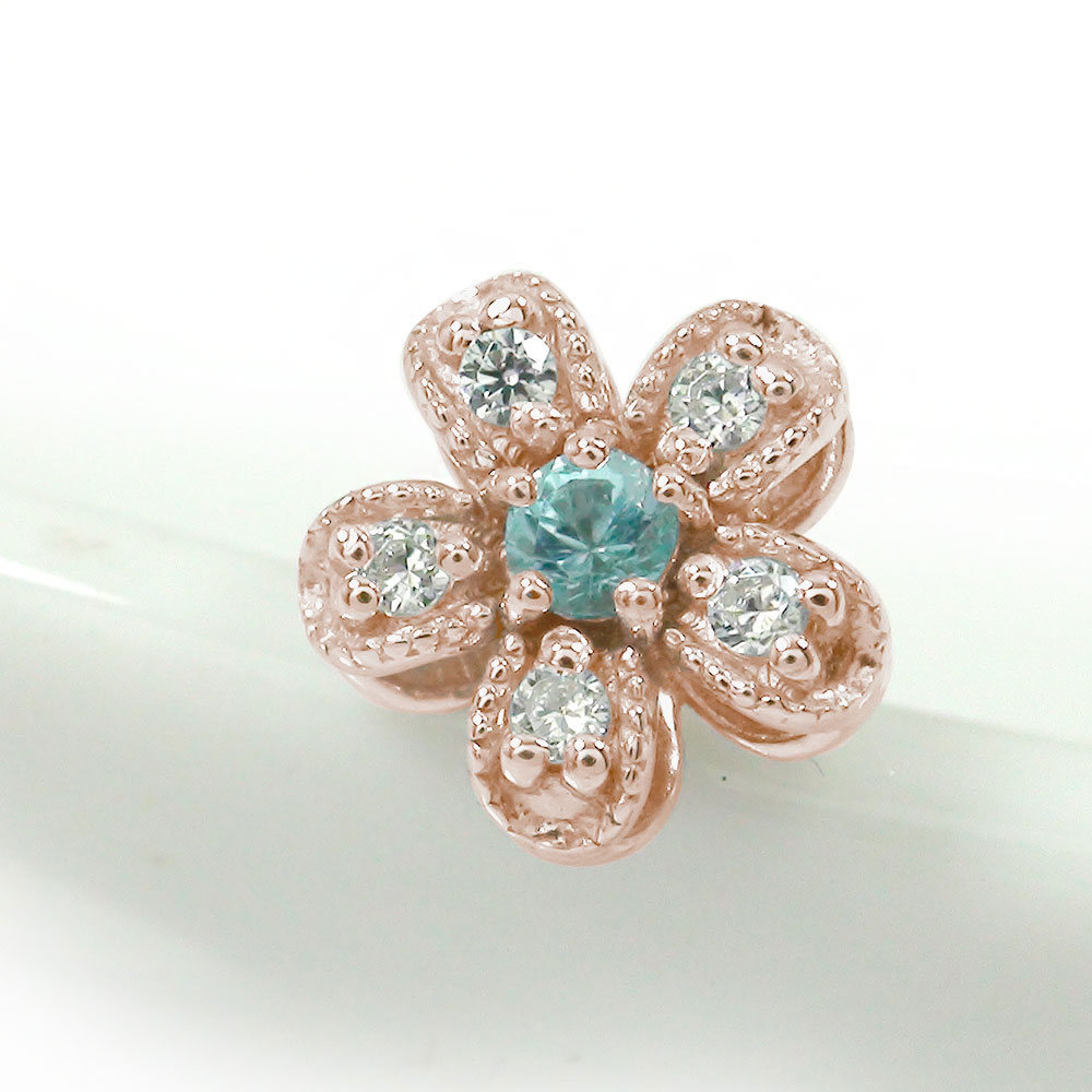 ピアス 片耳 片耳ピアス ダイヤモンド 18金 ブルートパーズ 花 フラワーモチーフ 11月 誕生石送料無料 母の日 花以外 彼女 妻 贈り物 2026|リングと誕生石のお店 アルマ