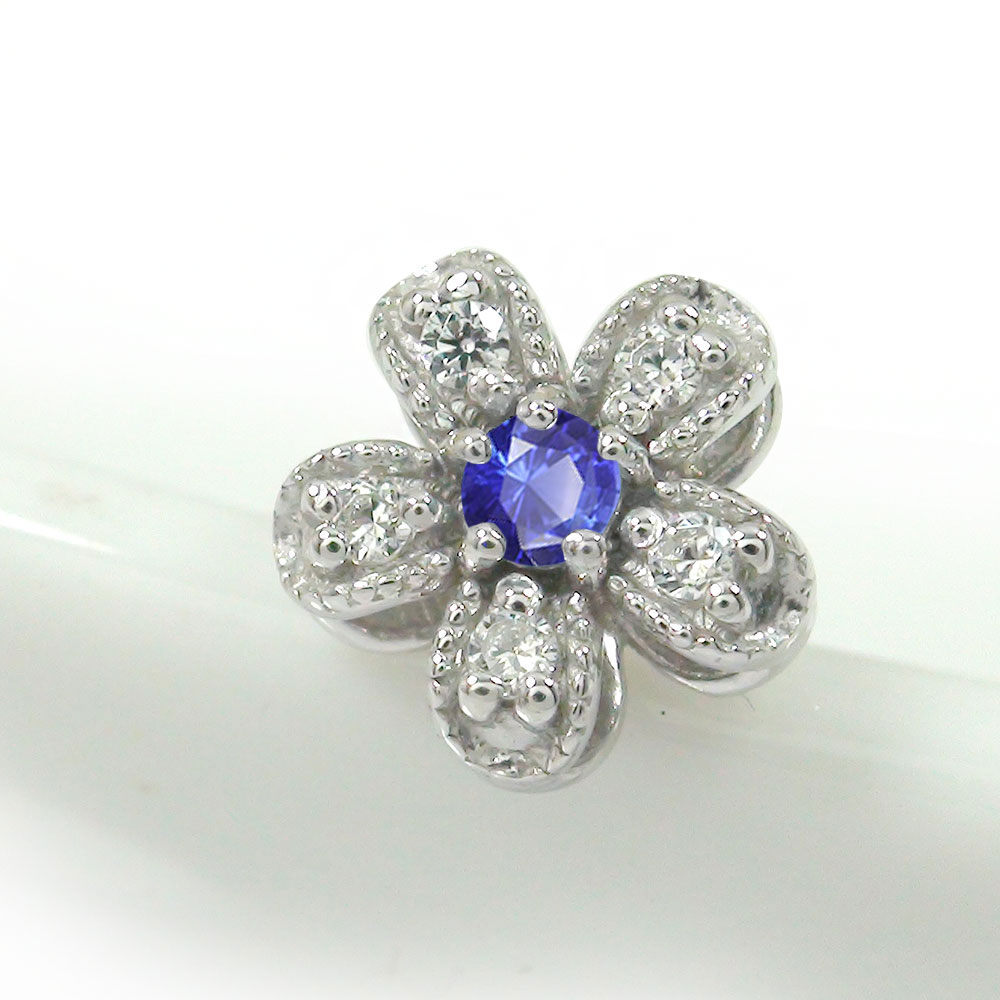 ピアス 片耳 プラチナ サファイア 片耳ピアス ダイヤモンド 花 フラワーモチーフ 9月 誕生石送料無料 母の日 花以外 彼女 妻 贈り物 2026