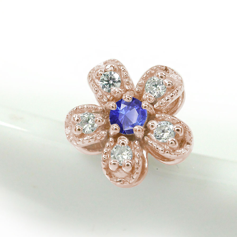 ピアス 片耳 取り巻き フラワーモチーフ 花 片耳ピアス ダイヤモンド 18金 サファイア 9月 誕生石送料無料 母の日 花以外 彼女 妻 贈り物 2026|リングと誕生石のお店 アルマ