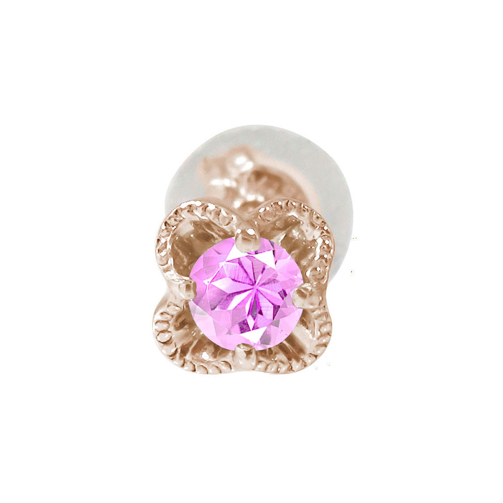 ピアス 片耳 花 フラワーモチーフ 片耳ピアス 18金 ピンクサファイア 9月 誕生石 母の日 花以外 彼女 妻 贈り物 2026