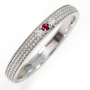 リング ルビー プラチナ レディース ダイヤモンド 7月 誕生石 マリッジリング ミルグレイン Pt900 結婚指輪 指輪 送料無料 母の日 細め 重ねづけ かわいい 人気 花以外 彼女 妻 贈り物 2026|リングと誕生石のお店 アルマ