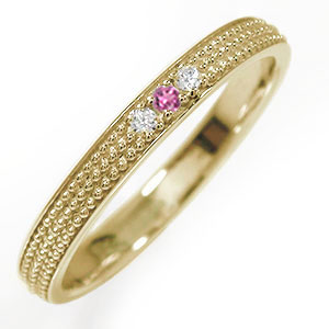 リング マリッジリング 10金 ピンクトルマリン 10月 誕生石 ミルグレイン 結婚指輪 指輪 レディース 送料無料 母の日 花以外 彼女 妻 贈り物 2026|リングと誕生石のお店 アルマ