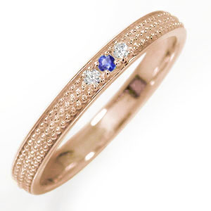 リング 18金 サファイア ミルグレイン 結婚指輪 指輪 9月 誕生石 マリッジリング レディース 送料無料 母の日 花以外 彼女 妻 贈り物 2026