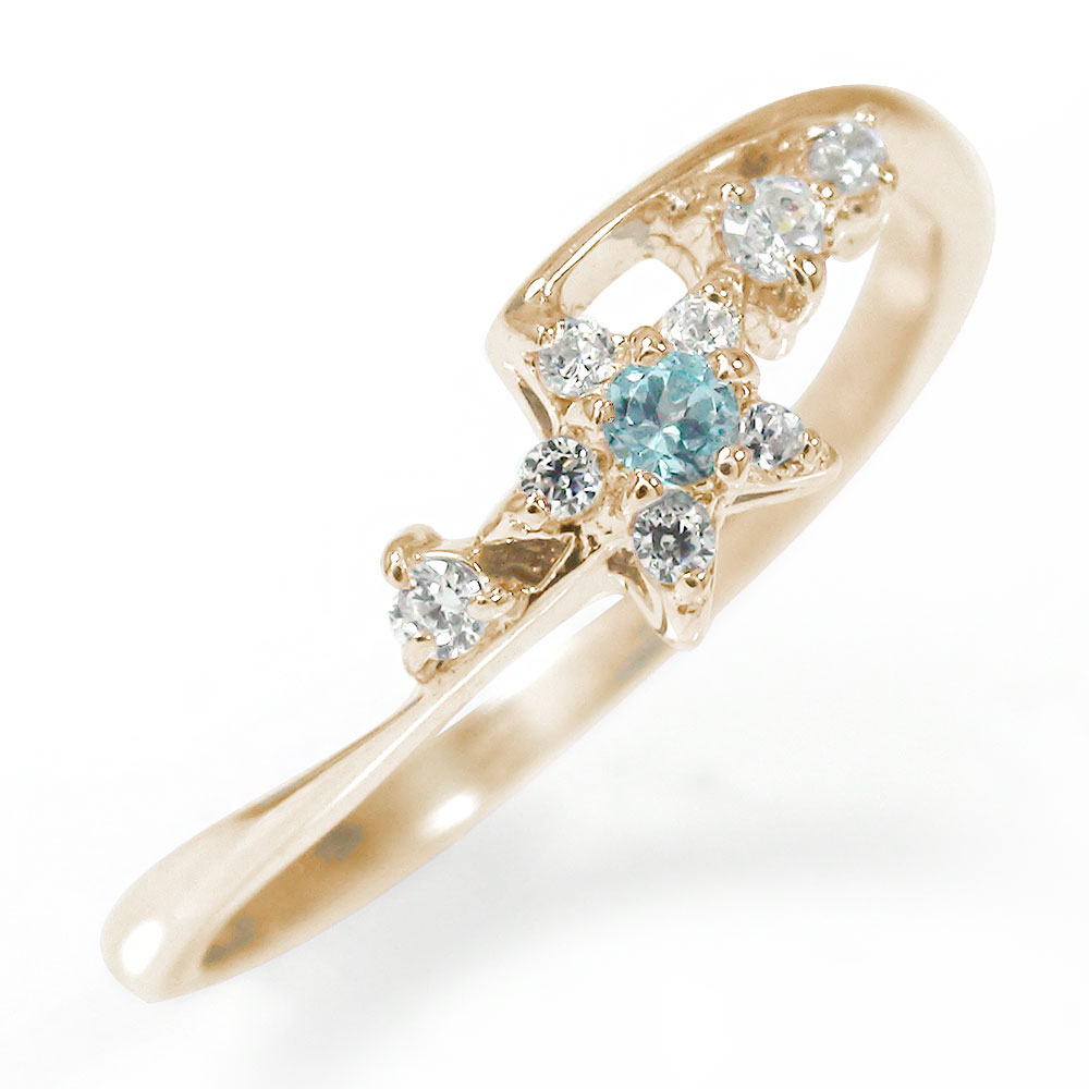 リング 流れ星 10金 ブルートパーズ ダイヤモンド ピンキーリング 指輪 11月 誕生石送料無料 母の日 花以外 彼女 妻 贈り物 2026