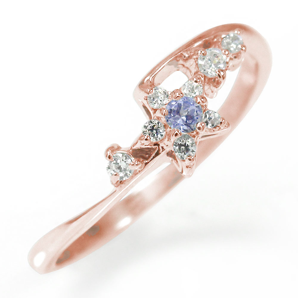 リング ピンキーリング 18金 タンザナイト 流れ星 12月 誕生石 指輪 ダイヤモンド送料無料 母の日 花以外 彼女 妻 贈り物 2026