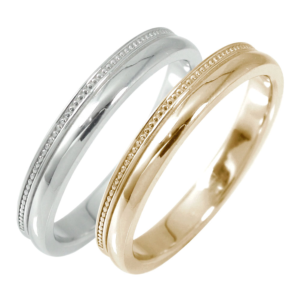 美しい 楽天市場 ペアリング マリッジリング 2本セット アンティーク調 指輪 甲丸 ミルグレイン ホワイトゴールドイエローゴールド 10金 結婚指輪 メタリック 宝石無し ストレート K10 レディース メンズ セット価格 送料無料 母の日 花以外 ジュエリー工房 Alma 第
