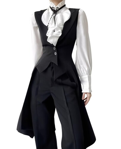 (KALAOK) 洋服コスプレ 仮装 セット 変装 cosplay 制服 男女兼用 メンズ レディーズ 中世ヨーロッパ ロングblack 2XL｜アルメリアセカンドストア