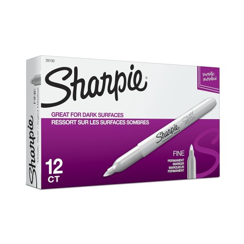 Sharpie メタリック 油性マーカー 細字 シルバー 12本
