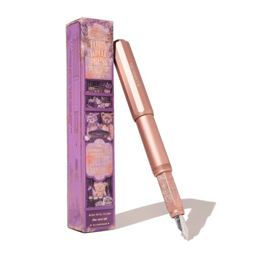 Ferris Wheel Press, Aluminum Carousel Fountain Pen, Rose Petal Plush, Aircraft grade aluminum body, Threaded cap with air seal system, Medium