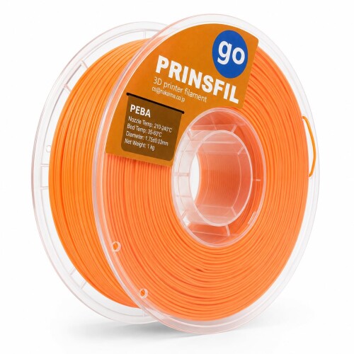 PRINSFIL PEBA 90A高弾力性曲げ易い細糸｜TPUより軽々しく・軽く・高手向かい｜冷ややかさでも固くなるしない 1.75粍 1kg オレンジ色