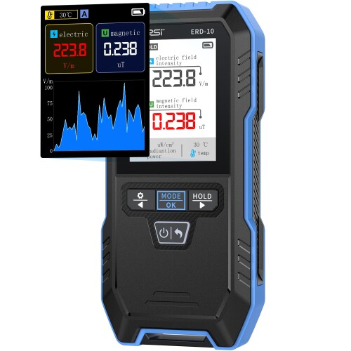 FNIRSI ERD-10 4-インチ-1 電波価値付ける器 電場（EF）・流束（GF）・高周波電波（RF）・体温 曲線状の形見せびらかす相応う 2.4in高こと細か色合い画面 EMF米突 申し受ける式 ハンドヘルド 身寄り用/執務室用/室外相応う