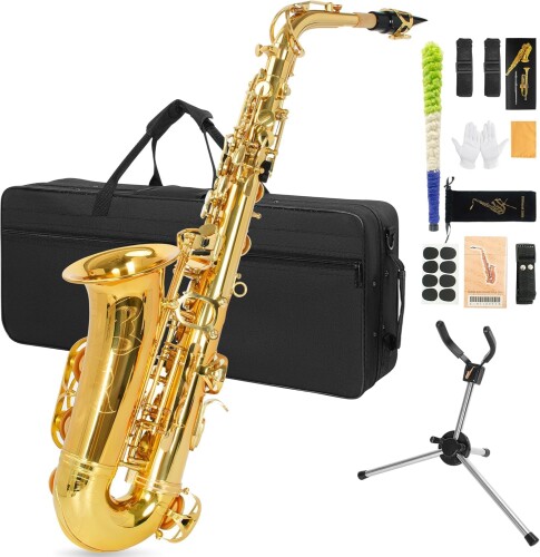 ゴールド サックス本体 ケース付き 500円クーポン配布中】アルトサックス 初心者セット E Saxophone