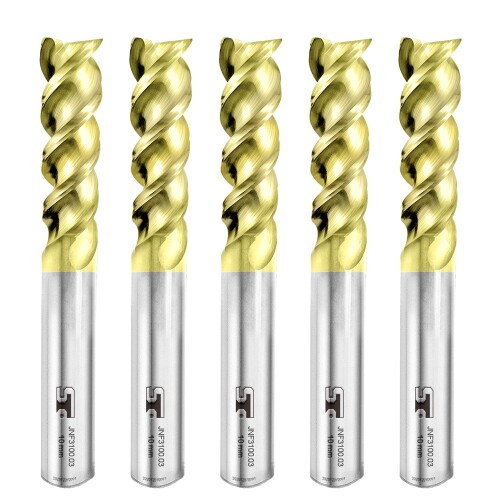 スピードタイガー JNF 3枚刃 エンドミル スクエア 刃径 10mm タングステン鋼 アルミニウム用 超硬 ZrNコート カッター 5個入り セット