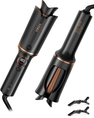 VISKS 自動小銃長い巻き毛鉄 32粍 大大波縮くれる | オートカールアイロン | 防火傷心積もり・負イオン・9度合い気温合わせる・未経験者飾り気の無い取り締まり・PTC速熱・自動小銃ワット数オフ (黒いこと, 配管径:32(粍))
