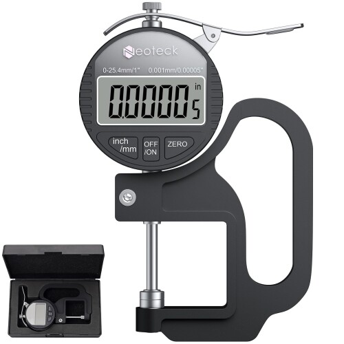 Neoteck デジタルシックネスゲージ 厚さ位置づける器 デジタル厚さ位置づける器 正確性0.001粍 位置づける活動の領域0～25.4粍 軽銀アロイ製 LCD大型液晶画面 高正確性奥ふかさ位置づける器
