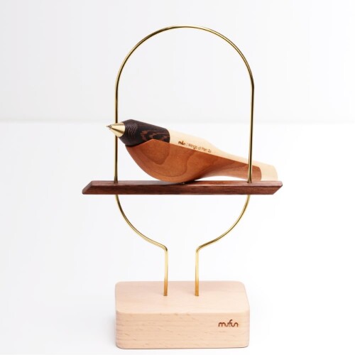 Wings of Pen ヤマカ?ラ デスクペン つぶやき 木軸ボールペン 鳥 デスクペンスタンド オフィスデスク 筆記具