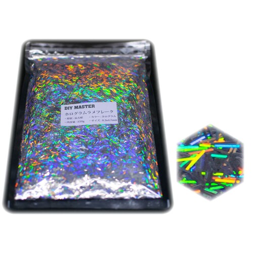 DIY MASTER ホログラム ラメ フレーク ロング 0.3mmx4.7粍 (大) 250g