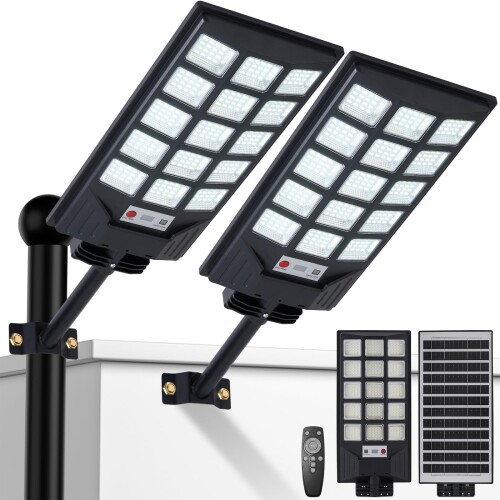 LEDソーラー街燈 露天 IP66雨合羽 外灯 ソーラーともし火、8500Kの太陽の光発生の外灯、ジーメンスション検知器と遠隔操作付き添い人のLED有り明け方から有り明け方までの雨合羽注目の的、パーキング場や道などに適
