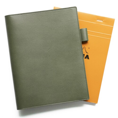 ロディア カバー No.16 サイズ 本革 (日本製) メモ帳一冊付き (グリーン)