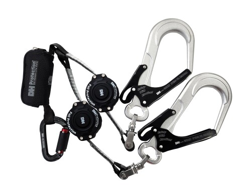 (DH PROTECTION) 新規格 EX AIR 軽量 巻取ランヤード 1種 胴ベルト 兼用 100kg以下 胴ベルト フルハーネス ランヤード 墜落制止用器具 安全帯 (巻取ダブル(ロック装置無し))｜アルメリアセカンドストア