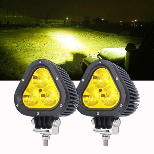 Chelhead 60W LED作業灯 イエロー 高輝度 12V/24V兼用 防水防塵防振 IP68 オートバイ/フォークリフト用 2個セット (ワークライト/集魚灯/前照灯/フォグランプ兼用) 取付簡単 混合光設計