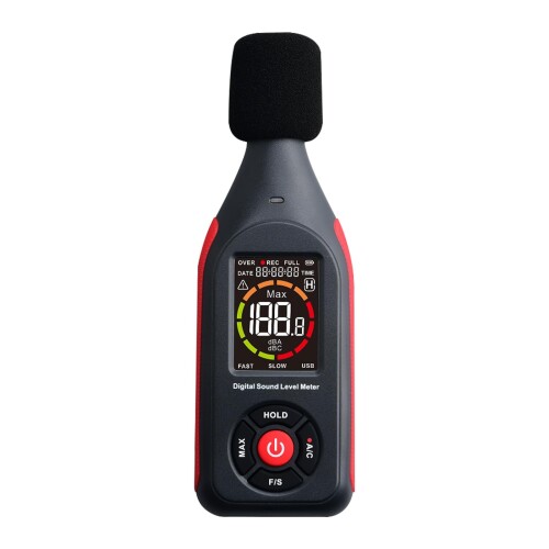 7JI デシベルメーター デジタル サウンドレベルメーター プロ 30dB~130dB dBサウンドレベルリーダー検出器 ノイズメーター 充電式 メーター A/C周波数 3色アラーム リアルタイム測定