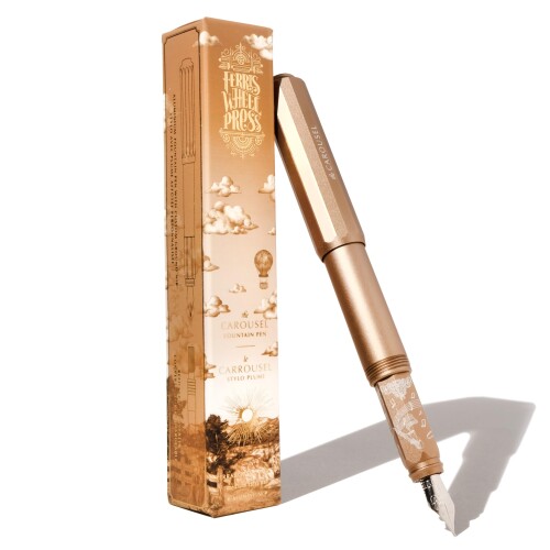 Ferris Wheel Press, Aluminum Carousel Fountain Pen, Terracotta Canyon, Aircraft grade aluminum body, Threaded cap with air seal system, Orange, Medium