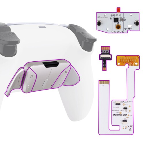 eXtremeRate ps5コントローラー（BDM-030&BDM-040&BDM-050）に対応用純色の金属バージョンRISE4 V3背面リマップキット(RMB)、ps5コントローラー用アップグレードボード＆バックシェル＆シルバー背面｜アルメリアセカンドストア
