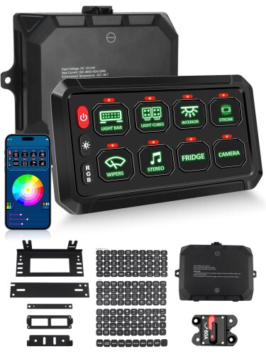 楽天市場】Auxbeam 8ギャング スイッチパネル RGB AR-800 トグル瞬間