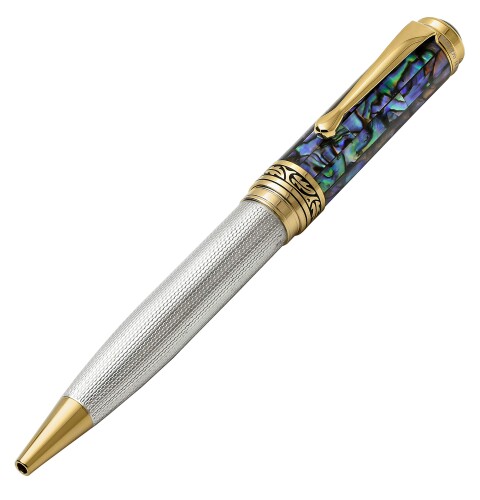 Xezo Maestro 益荒男 925 スターリングしろがね色 青碧 パウア 外殻 ラグジュアリー ボールペン 2つに肩を並べるしない禾穀類化。 18K金メッキ。